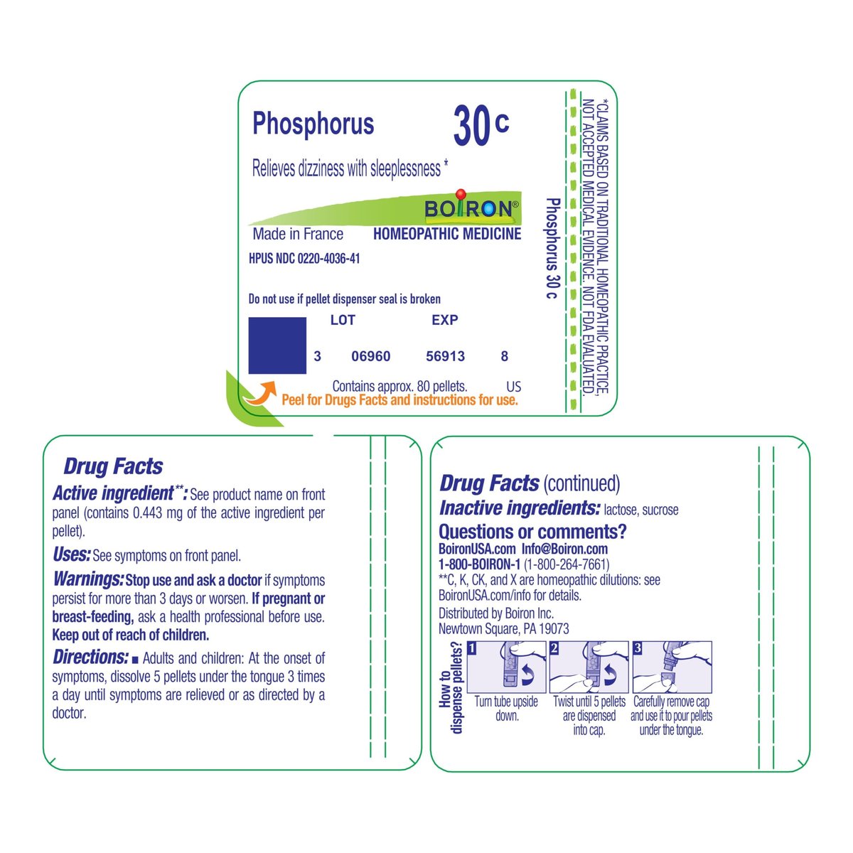 Boiron Phosphorus 30C Homöopathisches Mittel gegen Schwindel – 80 Kügelchen