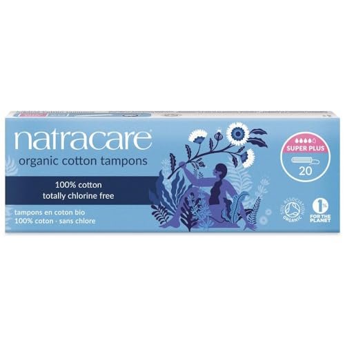 Natracare Tampons Super Plus ohne Applikator, 100% Bio-Baumwolle, chlorfrei, biologisch abbaubar (20 Stück)