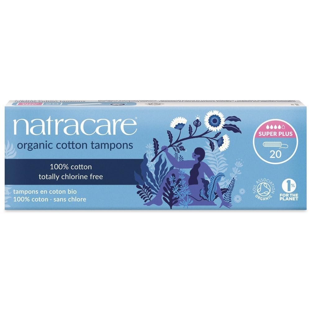 Natracare Tampons Super Plus ohne Applikator, 100% Bio-Baumwolle, chlorfrei, biologisch abbaubar (20 Stück)
