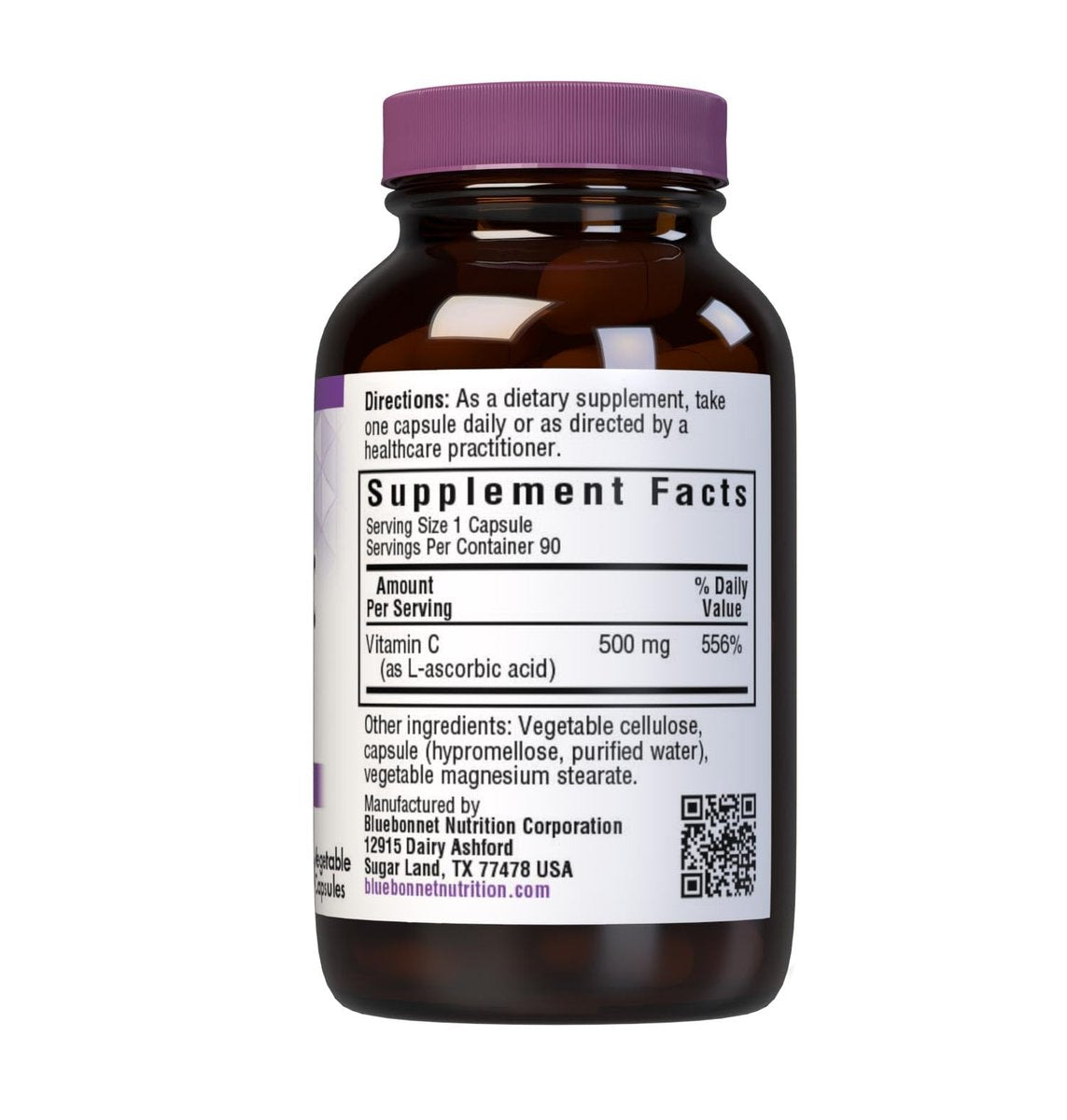 Bluebonnet Nutrition Vitamin C 500 mg Kapseln – Ascorbinsäure für Immunsystem & Hautgesundheit – Vegan, Vegetarisch, Non-GMO, Glutenfrei, Sojafrei, Milchfrei, Koscher – 90 Kapseln