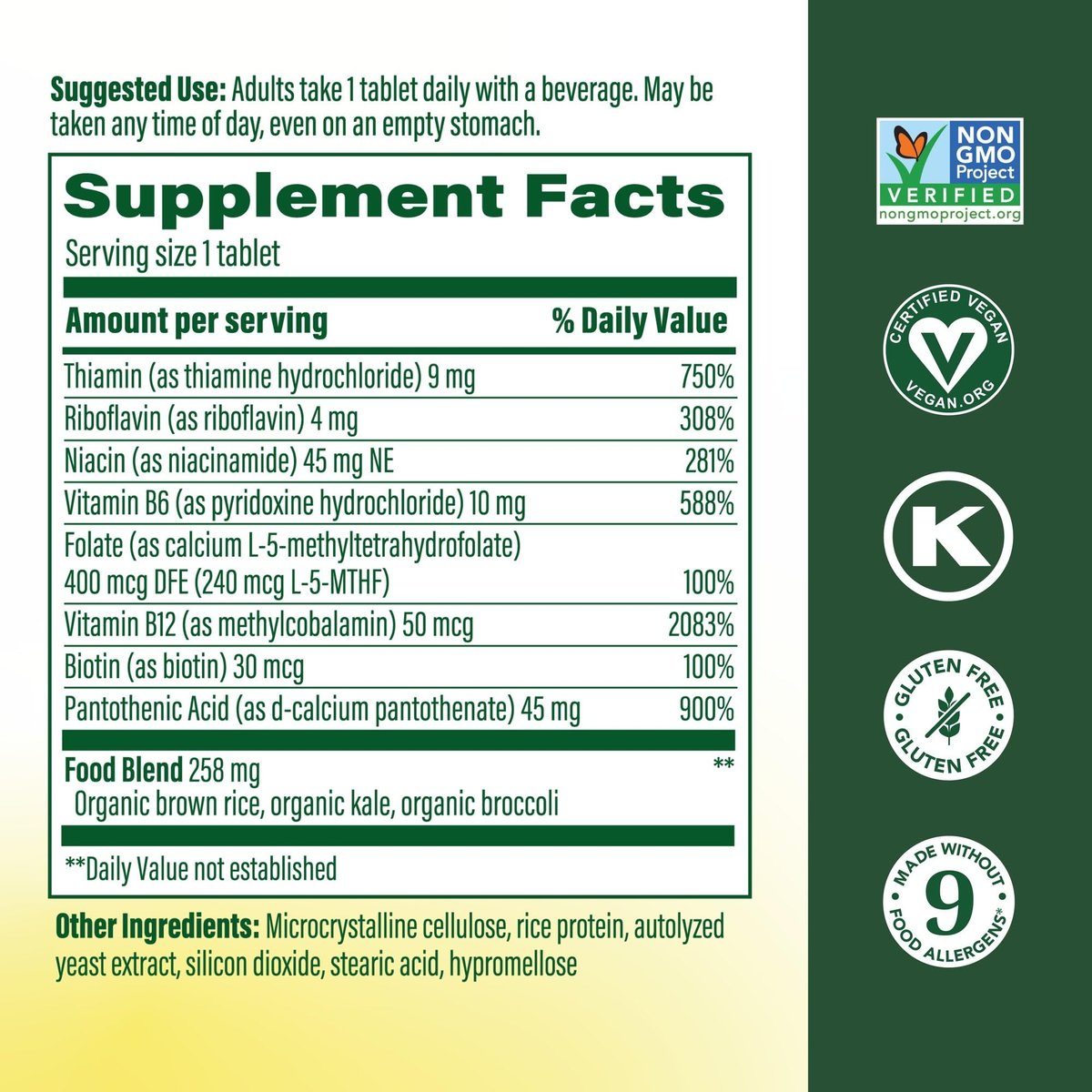 MegaFood Ausgewogener B-Komplex - B-Vitamin Nahrungsergänzung mit 8 B-Vitaminen, inklusive Vitamin B6, Vitamin B12, Folsäure, Biotin & mehr, unterstützt die zelluläre Energieproduktion, vegan, glutenfrei - 30 Tabletten
