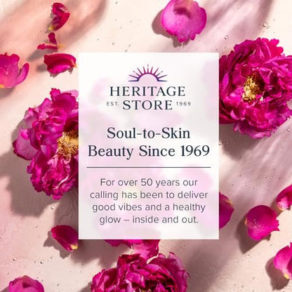 HERITAGE STORE Aura Glow Rosenkörperöl – Luxuriöse Körperfeuchtigkeitspflege für trockene Haut, Massageöl, Bade- und Duschöl, Trägeröl für ätherische Öle und Aromatherapie, Rosenduft, 60-Tage-Garantie, 240 ml