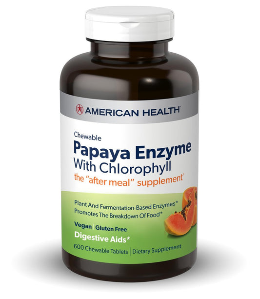 American Health Kautabletten Papaya-Enzym mit Chlorophyll, 600 Tabletten