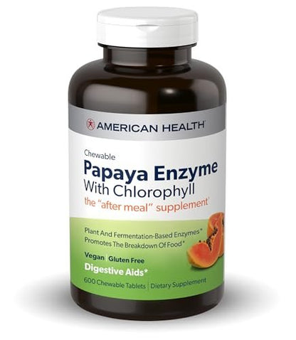 American Health Kautabletten Papaya-Enzym mit Chlorophyll, 600 Tabletten