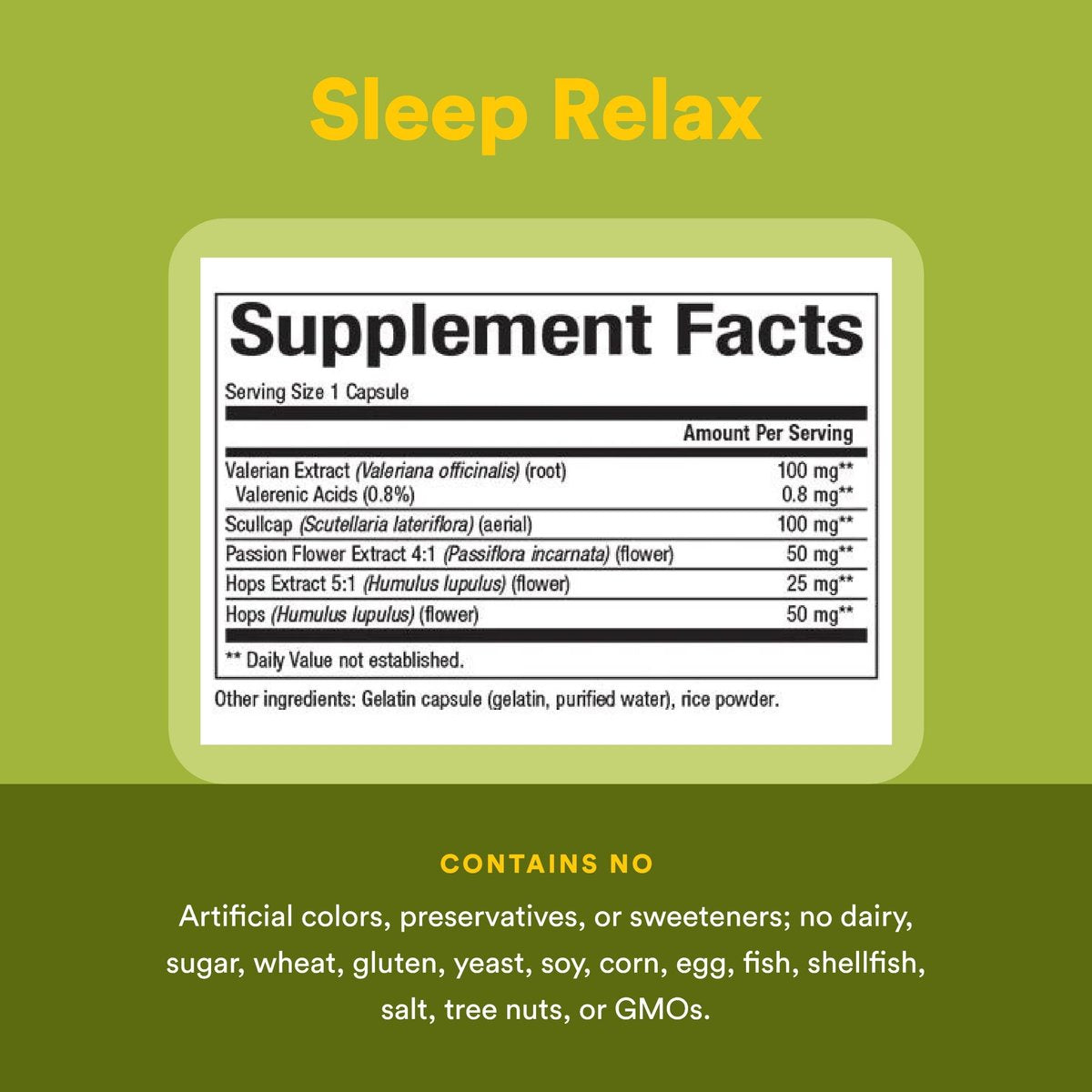 Herbal Factors Sleep Relax Formula von Natural Factors – Natürliches Schlafmittel mit Baldrianwurzel, Passionsblume und Helmkraut, Non-GMO, 90 Kapseln (90 Portionen)