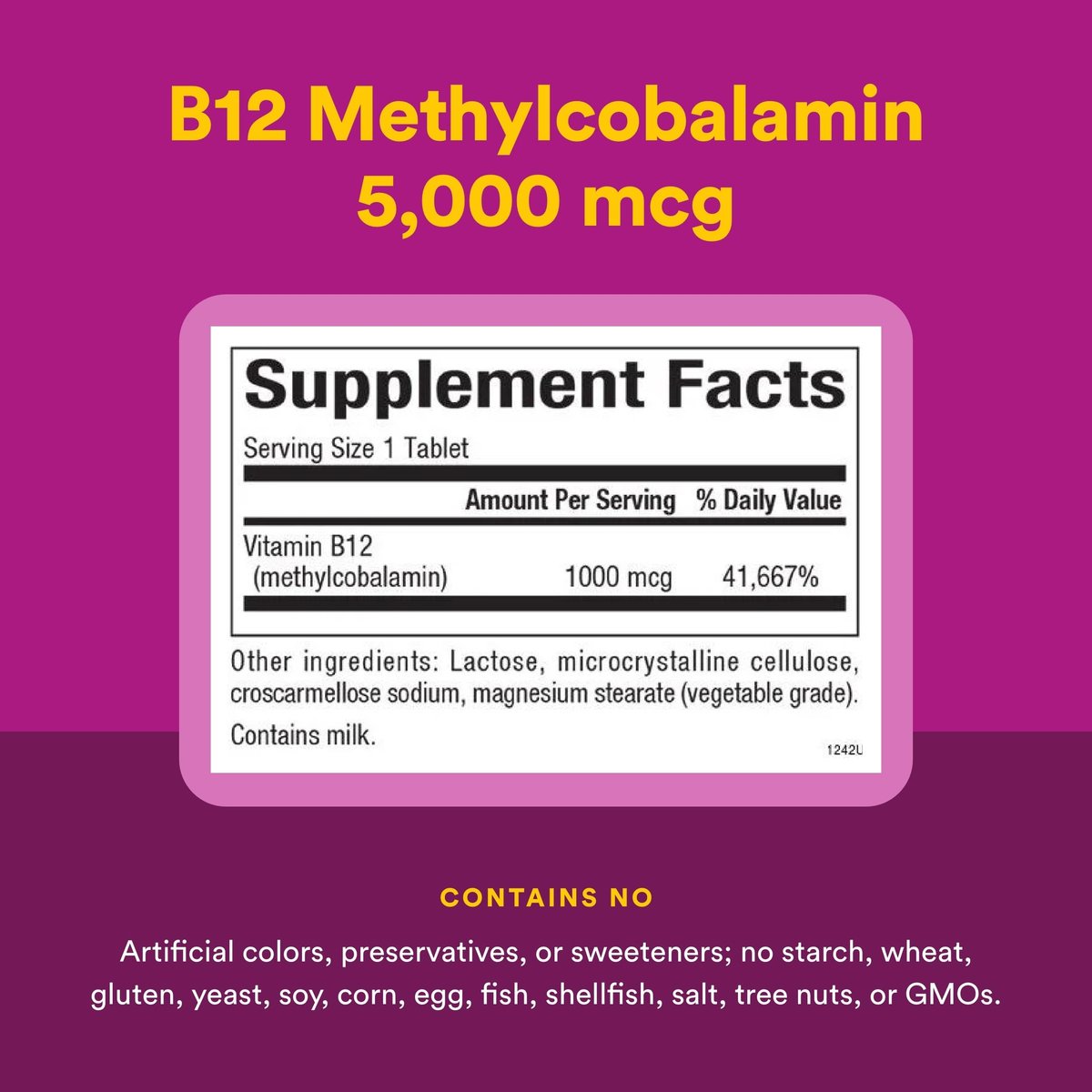 Natural Factors Vitamin B12 Methylcobalamin 1000 mcg – Kautabletten für Energie und Immunsystem, vegetarisch, glutenfrei, 90 Tabletten