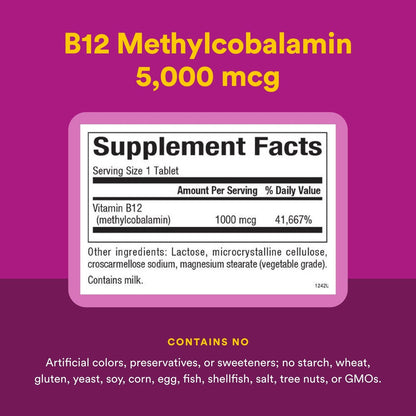 Natural Factors Vitamin B12 Methylcobalamin 1000 mcg – Kautabletten für Energie und Immunsystem, vegetarisch, glutenfrei, 90 Tabletten