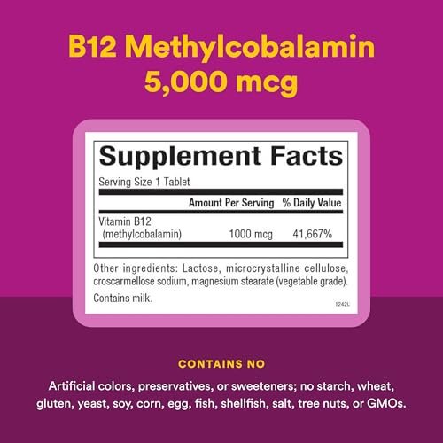 Natural Factors Vitamin B12 Methylcobalamin 1000 mcg – Kautabletten für Energie und Immunsystem, vegetarisch, glutenfrei, 90 Tabletten