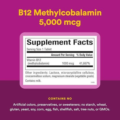 Natural Factors Vitamin B12 Methylcobalamin 1000 mcg – Kautabletten für Energie und Immunsystem, vegetarisch, glutenfrei, 90 Tabletten
