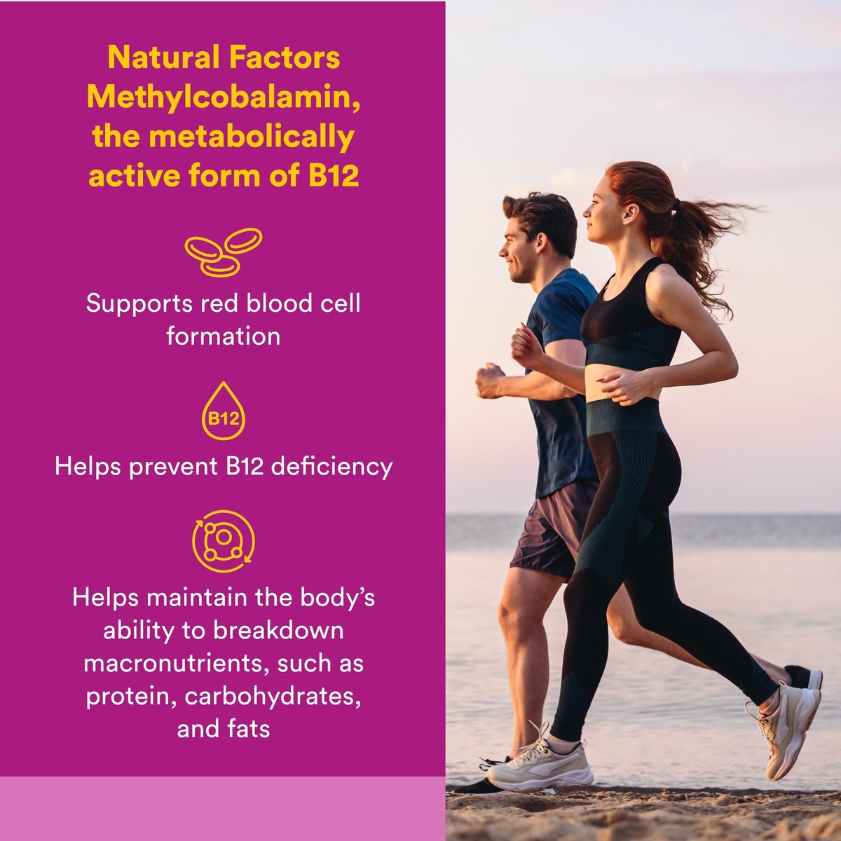 Natural Factors Vitamin B12 Methylcobalamin 1000 mcg – Kautabletten für Energie und Immunsystem, vegetarisch, glutenfrei, 90 Tabletten