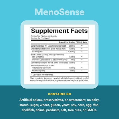 Natural Factors Menosense Veg-Kapseln, 90 Stück – Pflanzliche Unterstützung in den Wechseljahren