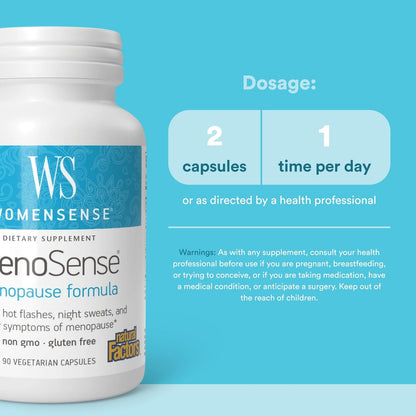 Natural Factors Menosense Veg-Kapseln, 90 Stück – Pflanzliche Unterstützung in den Wechseljahren