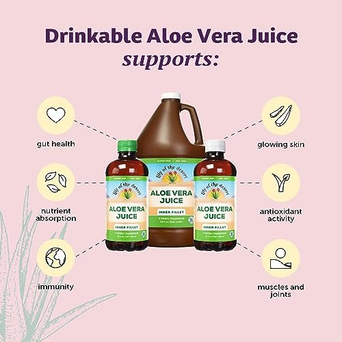 Lily Of The Desert Aloe Vera Saft – Inner Filet Bio Aloe Getränk mit natürlichen Vitaminen, Verdauungsenzymen für die Darmgesundheit, Magenberuhigung, Wohlbefinden, strahlende Haut, 946 ml