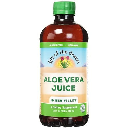 Lily Of The Desert Aloe Vera Saft – Inner Filet Bio Aloe Getränk mit natürlichen Vitaminen, Verdauungsenzymen für die Darmgesundheit, Magenberuhigung, Wohlbefinden, strahlende Haut, 946 ml