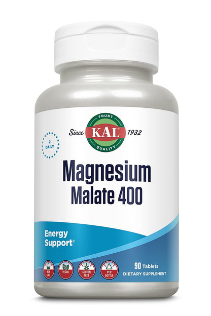 KAL Magnesium Malat 400 mg – Chelatiertes Magnesium mit Äpfelsäure für Energie & Muskelfunktion, vegan, non-GMO, 90 Tabletten