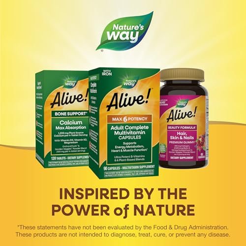 Nature's Way Alive! Max6 Potency Adult Complete Multivitamin mit Eisen, 90 Kapseln