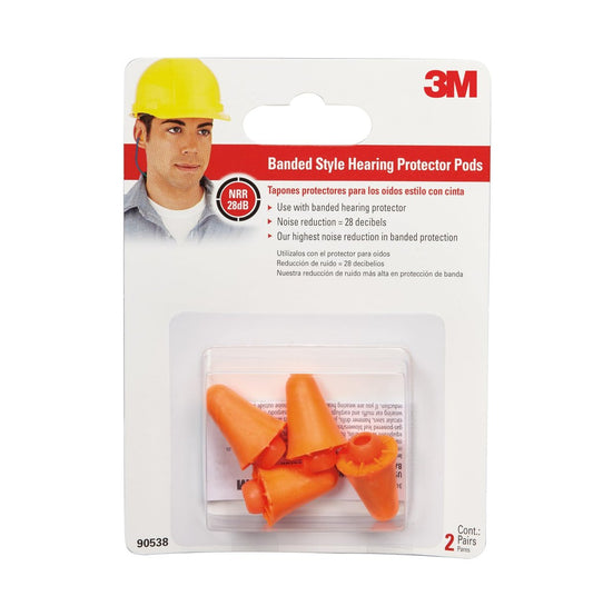 3M Ersatzpods für Banded Gehörschützer Modell 90537H1-DC, 2 Paar (4 Pods), Schalldämmwert (NRR) 28 dB, einfach einzuführen und zu entfernen, orange Ohrstöpsel Ersatz (90538-2-10DC)