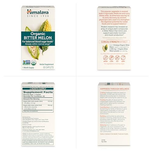 Himalaya Bio Bitter Melone – Unterstützung des Glukosestoffwechsels, USDA Bio, Vegan, Glutenfrei, 660 mg, 60 Kapseln
