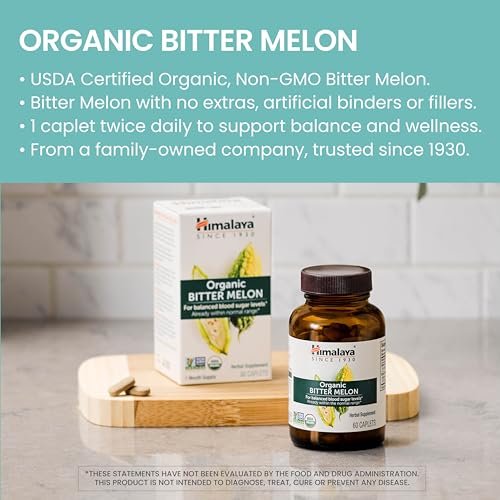 Himalaya Bio Bitter Melone – Unterstützung des Glukosestoffwechsels, USDA Bio, Vegan, Glutenfrei, 660 mg, 60 Kapseln