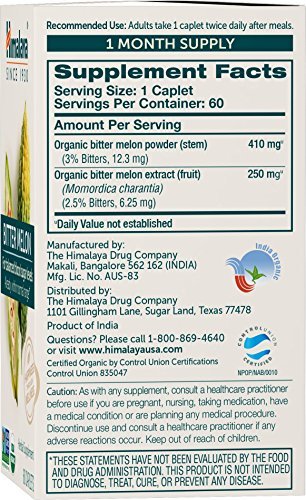 Himalaya Bio Bitter Melone – Unterstützung des Glukosestoffwechsels, USDA Bio, Vegan, Glutenfrei, 660 mg, 60 Kapseln