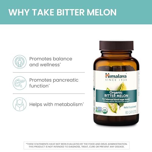 Himalaya Bio Bitter Melone – Unterstützung des Glukosestoffwechsels, USDA Bio, Vegan, Glutenfrei, 660 mg, 60 Kapseln