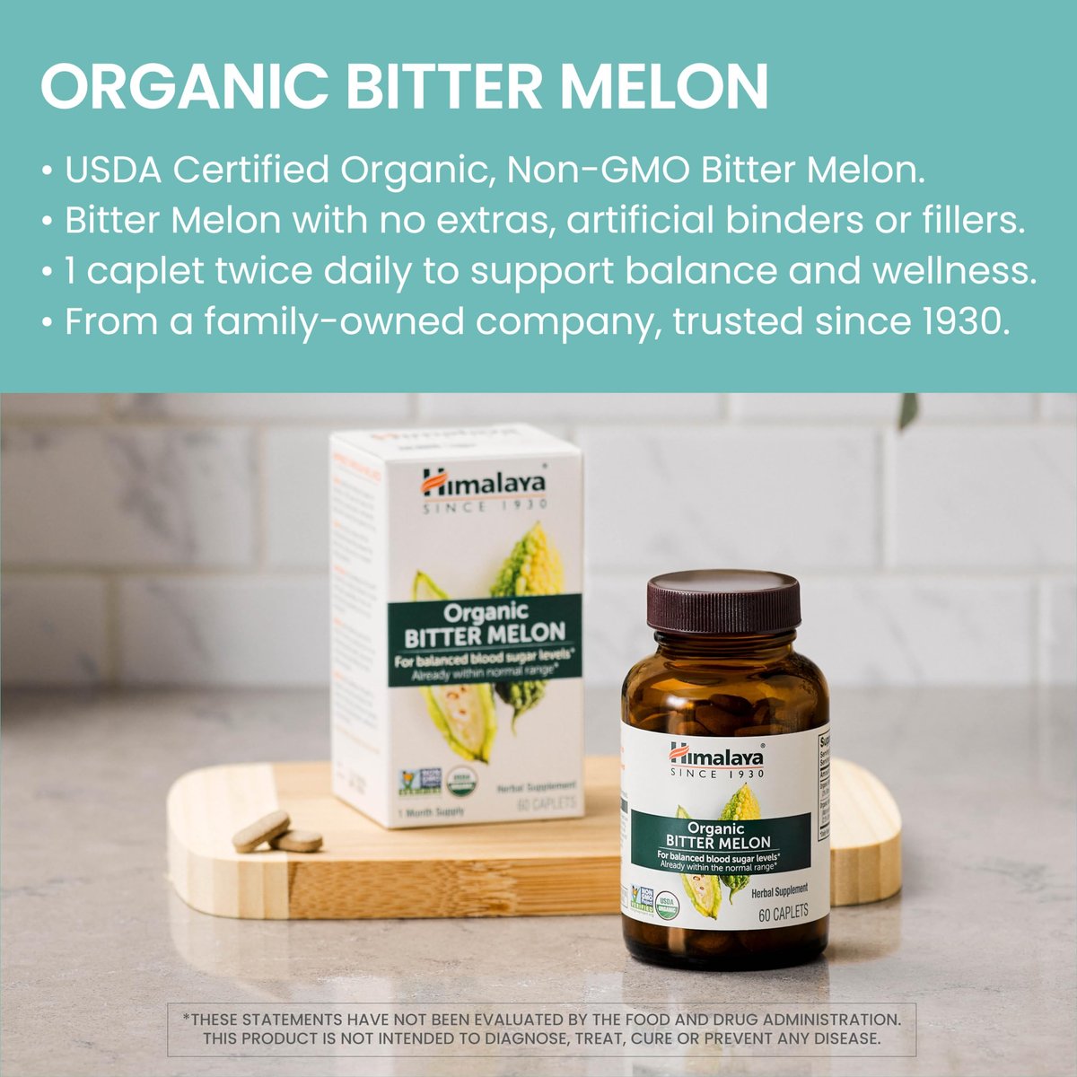Himalaya Bio Bitter Melone – Unterstützung des Glukosestoffwechsels, USDA Bio, Vegan, Glutenfrei, 660 mg, 60 Kapseln