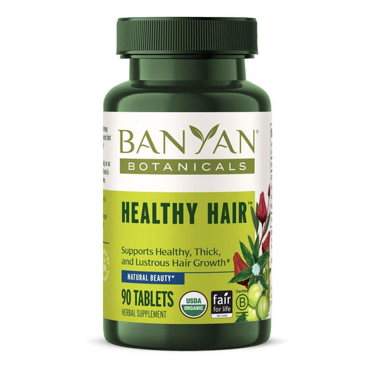 Banyan Botanicals Bio Haargesundheit Ergänzung – Für Dicke, Glanz & Kopfhautgesundheit – Mit Bhringaraj, Amla & Brahmi – Natürliche innere Haarpflege & Follikelunterstützung – 90 Tabletten – USDA Bio