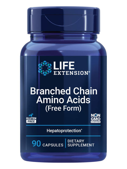 Life Extension Verzweigtkettige Aminosäuren (BCAAs) – Leucin, Isoleucin, Valin – Fördert die Muskelregeneration nach dem Training – Glutenfrei, Nicht-GVO – 90 Kapseln