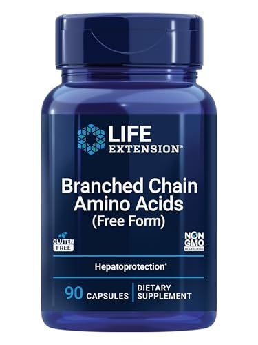 Life Extension Verzweigtkettige Aminosäuren (BCAAs) – Leucin, Isoleucin, Valin – Fördert die Muskelregeneration nach dem Training – Glutenfrei, Nicht-GVO – 90 Kapseln