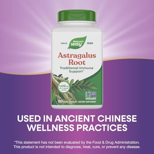 Nature's Way Astragalus-Wurzel, traditionelle Immununterstützung*, Non-GMO Project verifiziert, vegan, 180 Kapseln