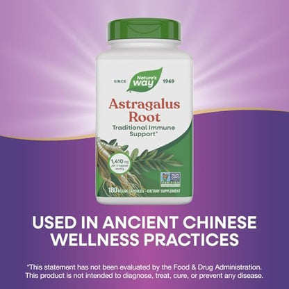 Nature's Way Astragalus-Wurzel, traditionelle Immununterstützung*, Non-GMO Project verifiziert, vegan, 180 Kapseln