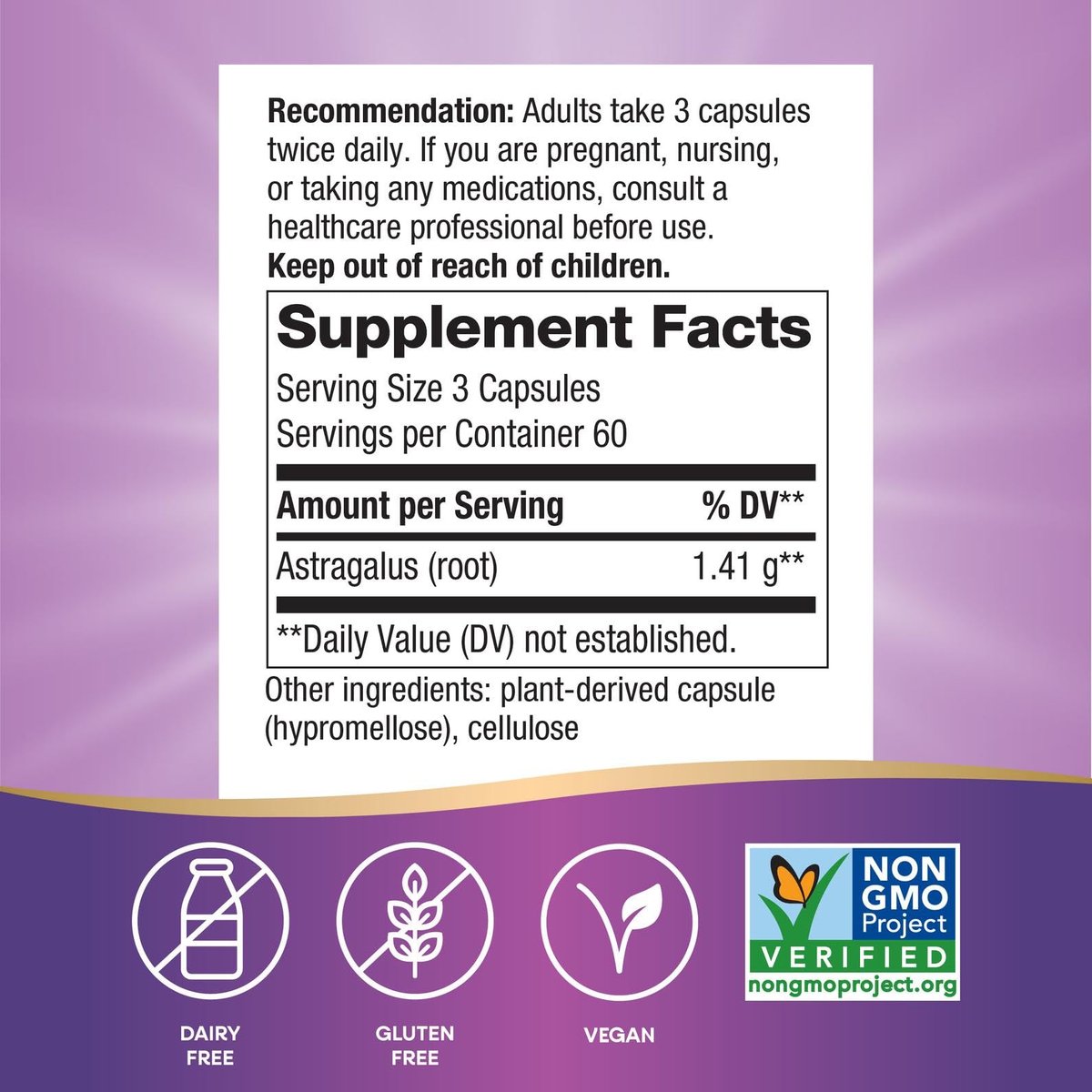 Nature's Way Astragalus-Wurzel, traditionelle Immununterstützung*, Non-GMO Project verifiziert, vegan, 180 Kapseln