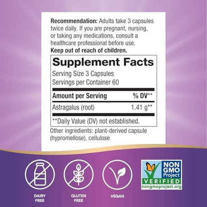 Nature's Way Astragalus-Wurzel, traditionelle Immununterstützung*, Non-GMO Project verifiziert, vegan, 180 Kapseln