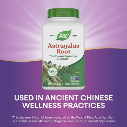 Nature's Way Astragalus-Wurzel, traditionelle Immununterstützung*, Non-GMO Project verifiziert, vegan, 180 Kapseln