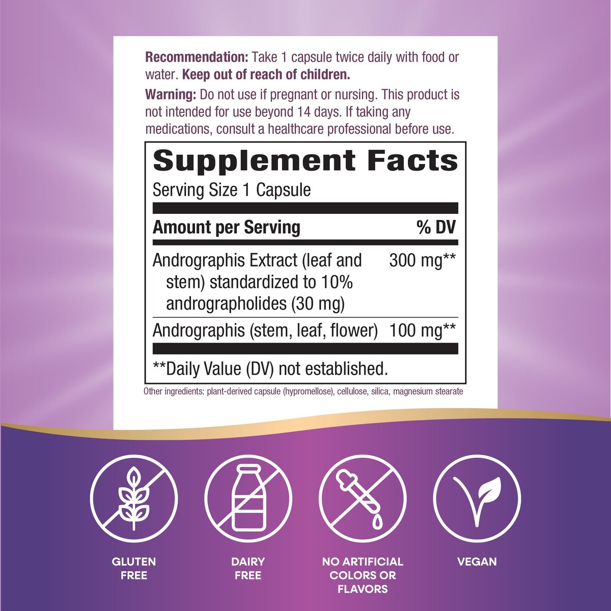 Nature's Way Premium Extrakt Andrographis, Immununterstützung*, 300 mg Andrographis-Extrakt pro Portion, 60 vegane Kapseln