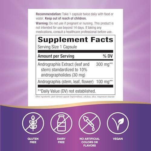 Nature's Way Premium Extrakt Andrographis, Immununterstützung*, 300 mg Andrographis-Extrakt pro Portion, 60 vegane Kapseln