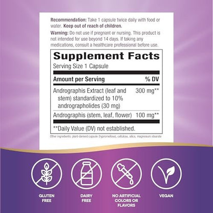 Nature's Way Premium Extrakt Andrographis, Immununterstützung*, 300 mg Andrographis-Extrakt pro Portion, 60 vegane Kapseln