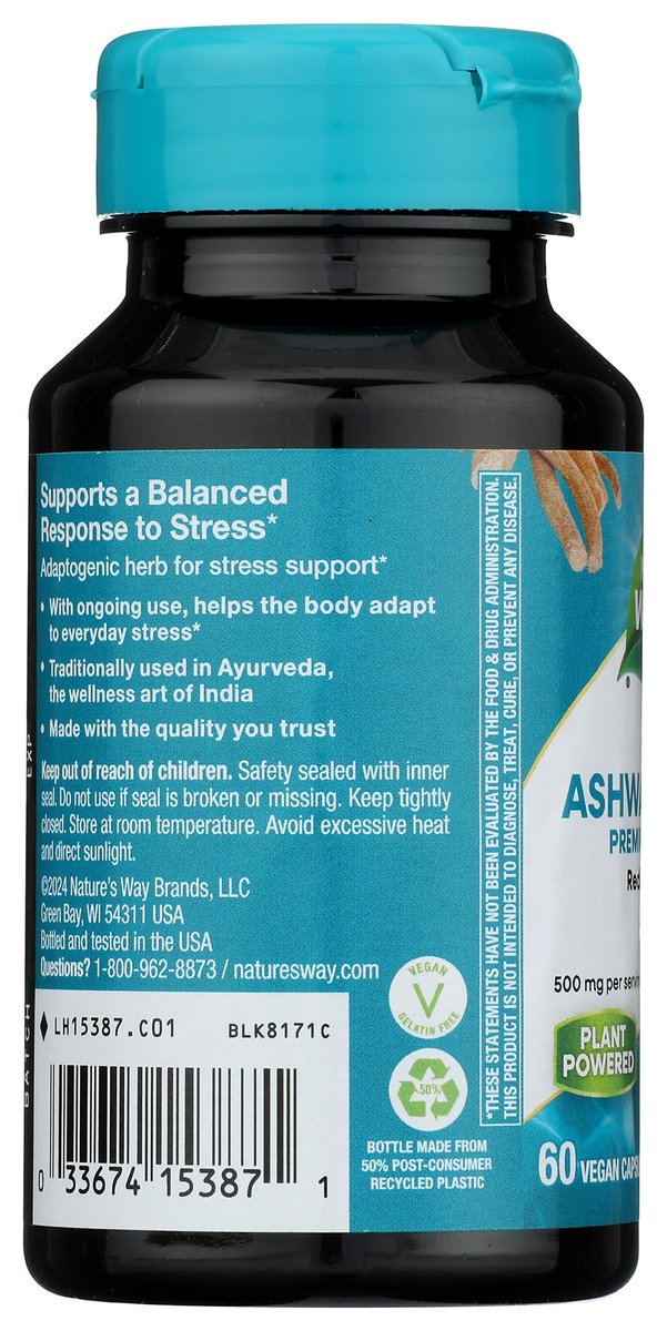 Nature's Way Ashwagandha, 500 mg pro Portion, 60 Kapseln (Verpackung kann variieren)