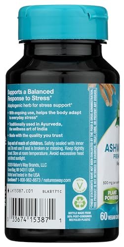Nature's Way Ashwagandha, 500 mg pro Portion, 60 Kapseln (Verpackung kann variieren)