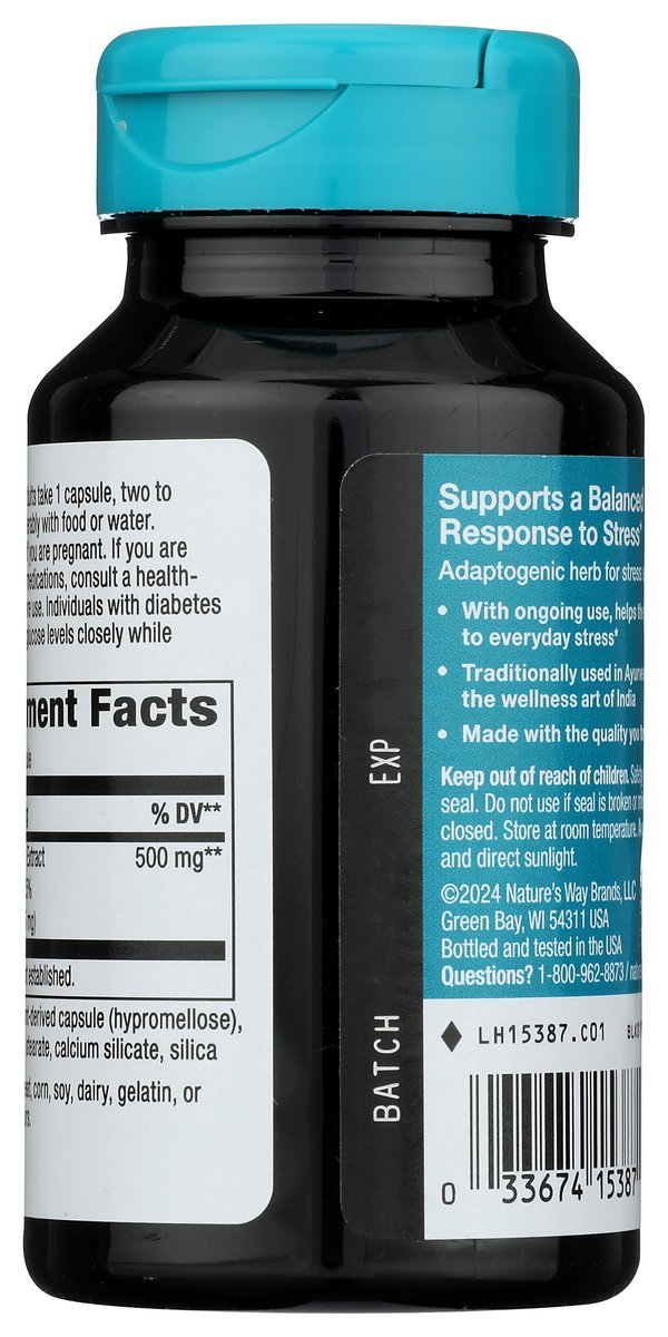 Nature's Way Ashwagandha, 500 mg pro Portion, 60 Kapseln (Verpackung kann variieren)