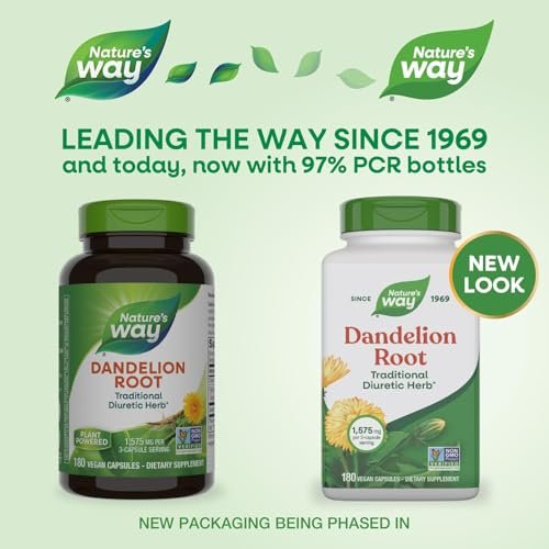 Nature's Way Löwenzahnwurzel, traditionelles Diuretikum*, traditionell zur Linderung von Verdauungsbeschwerden*, vegan, 180 Kapseln (Verpackung kann variieren)