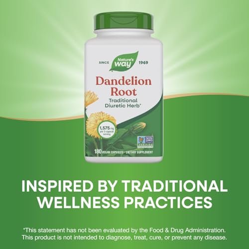 Nature's Way Löwenzahnwurzel, traditionelles Diuretikum*, traditionell zur Linderung von Verdauungsbeschwerden*, vegan, 180 Kapseln (Verpackung kann variieren)