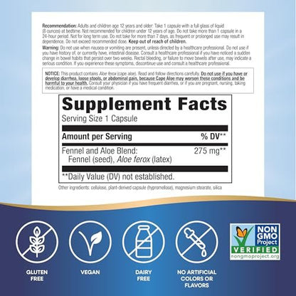 Nature's Way Aloe Latex mit Fenchel, Aloe-Vera-Kapseln gegen gelegentliche Verstopfung*, Non-GMO Project Verified, glutenfrei, 100 vegane Kapseln (Verpackung kann variieren)