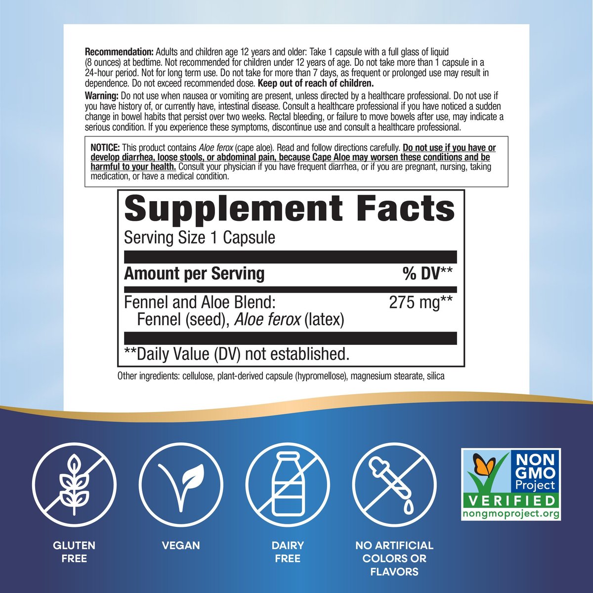 Nature's Way Aloe Latex mit Fenchel, Aloe-Vera-Kapseln gegen gelegentliche Verstopfung*, Non-GMO Project Verified, glutenfrei, 100 vegane Kapseln (Verpackung kann variieren)