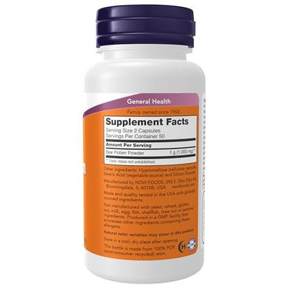 NOW Foods Crd Bienenpollen, 100 Kapseln - Hochwertiges Nahrungsergänzungsmittel