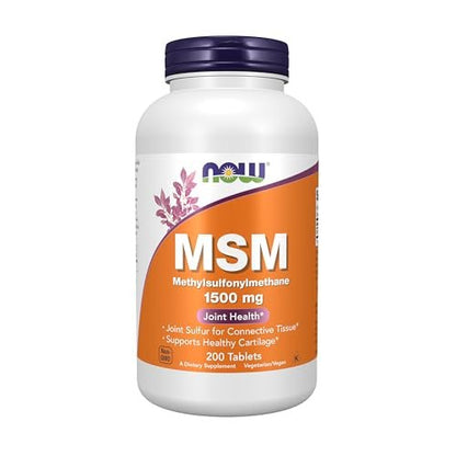 NOW Foods MSM (Methylsulfonylmethan) 1.500 mg – 200 Tabletten – Unterstützt gesunde Gelenke und Knorpel*