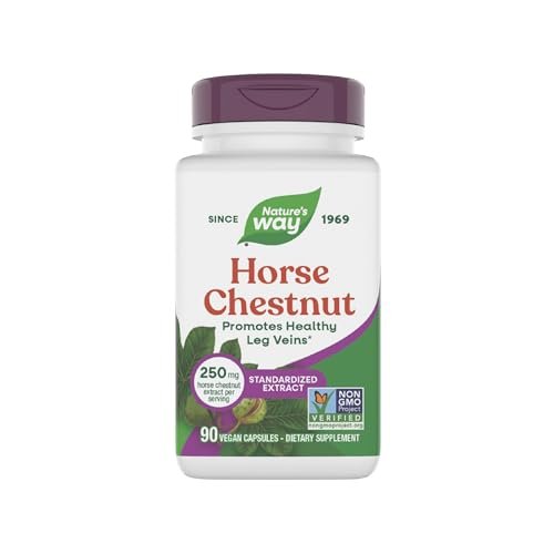 Nature's Way Rosskastanien-Extrakt, Premium-Extrakt, Fördert gesunde Beinvenen*, 250 mg pro Portion, Vegan, 90 Kapseln (Verpackung kann variieren)