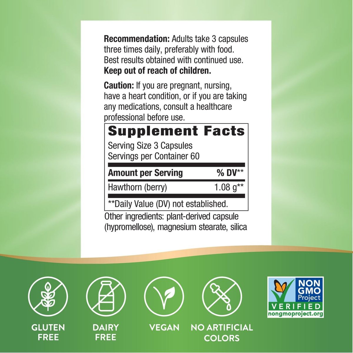 Nature's Way Premium Kräuter Weißdornbeeren, 1.530 mg pro Portion, 180 Kapseln