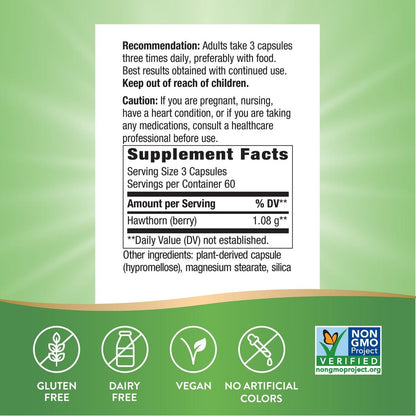 Nature's Way Premium Kräuter Weißdornbeeren, 1.530 mg pro Portion, 180 Kapseln
