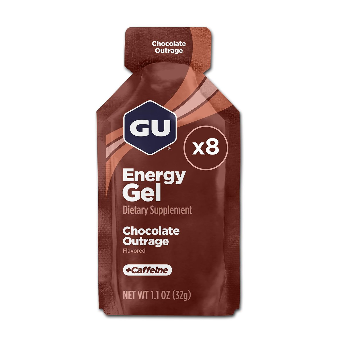 GU Energy Original Energy Gels Chocolate Outrage – 8er-Pack, 1,1 Fl Oz pro Gel